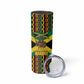 Black Jamaicans Warrior Spirit Skinny Tumbler Tribal Fighter in Reggae Colors - African Pride