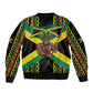 Black Jamaicans Warrior Spirit Sleeve Zip Bomber Jacket Tribal Fighter in Reggae Colors - African Pride