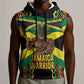 Black Jamaicans Warrior Spirit Sleeveless Hoodie Tribal Fighter in Reggae Colors - African Pride