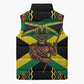 Black Jamaicans Warrior Spirit Sleeveless Puffer Jacket Tribal Fighter in Reggae Colors
