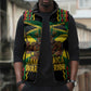 Black Jamaicans Warrior Spirit Sleeveless Puffer Jacket Tribal Fighter in Reggae Colors