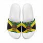 Black Jamaicans Warrior Spirit Slide Sandals Tribal Fighter in Reggae Colors