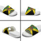 Black Jamaicans Warrior Spirit Slide Sandals Tribal Fighter in Reggae Colors