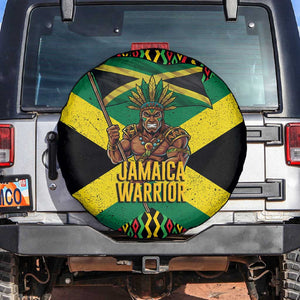 Black Jamaicans Warrior Spirit Spare Tire Cover Tribal Fighter in Reggae Colors - African Pride
