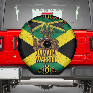 Black Jamaicans Warrior Spirit Spare Tire Cover Tribal Fighter in Reggae Colors - African Pride