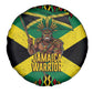 Black Jamaicans Warrior Spirit Spare Tire Cover Tribal Fighter in Reggae Colors - African Pride