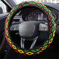Black Jamaicans Warrior Spirit Steering Wheel Cover Tribal Fighter in Reggae Colors - African Pride