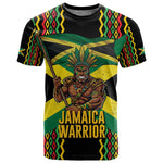 Black Jamaicans Warrior Spirit T shirt Tribal Fighter in Reggae Colors - African Pride