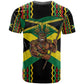 Black Jamaicans Warrior Spirit T shirt Tribal Fighter in Reggae Colors - African Pride