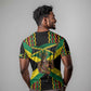 Black Jamaicans Warrior Spirit T shirt Tribal Fighter in Reggae Colors - African Pride