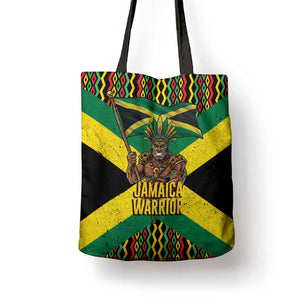 Black Jamaicans Warrior Spirit Tote Bag Tribal Fighter in Reggae Colors