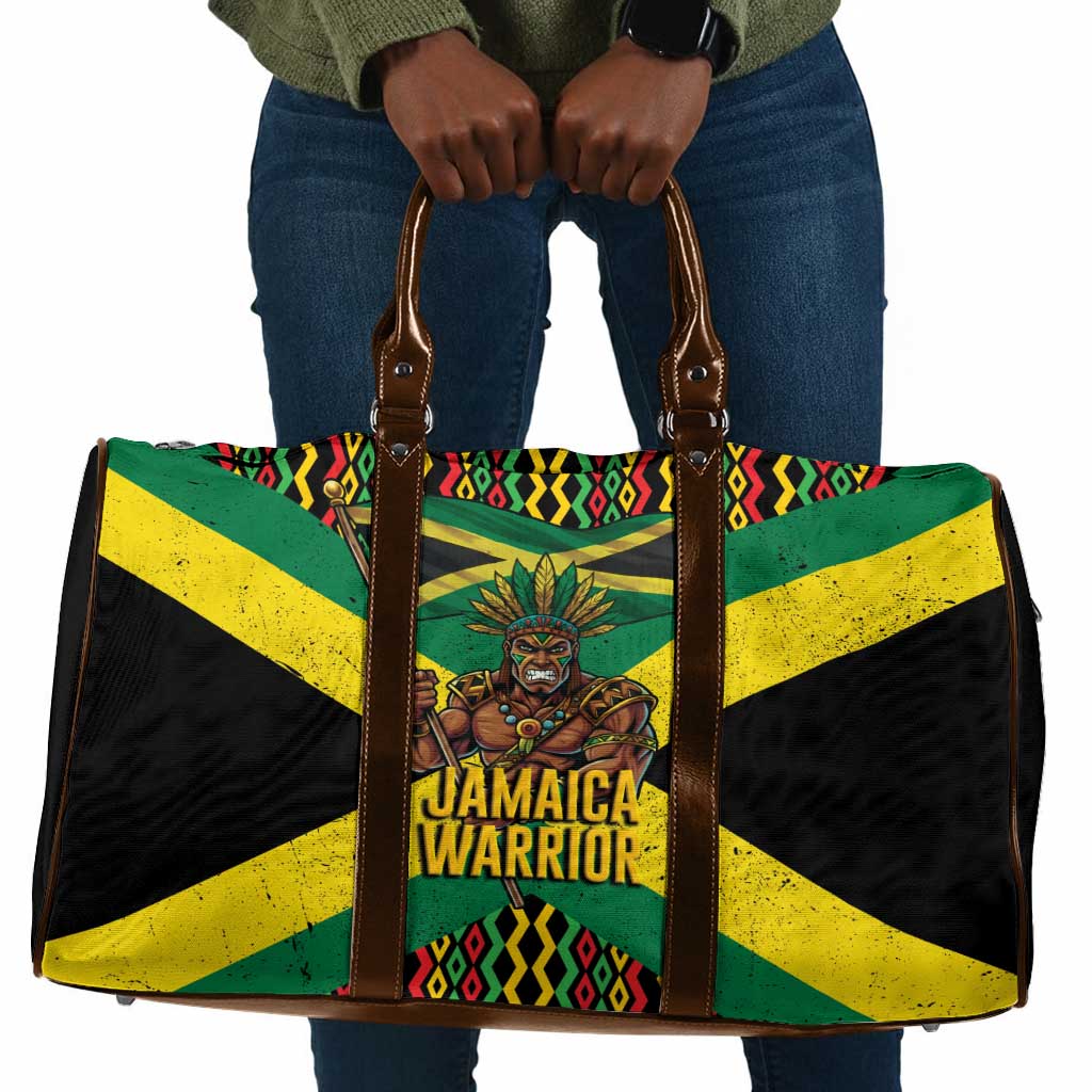Black Jamaicans Warrior Spirit Travel Bag Tribal Fighter in Reggae Colors