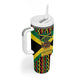 Black Jamaicans Warrior Spirit Tumbler With Handle Tribal Fighter in Reggae Colors - African Pride