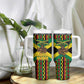 Black Jamaicans Warrior Spirit Tumbler With Handle Tribal Fighter in Reggae Colors - African Pride