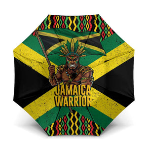 Black Jamaicans Warrior Spirit Umbrella Tribal Fighter in Reggae Colors