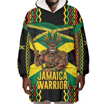 Black Jamaicans Warrior Spirit Wearable Blanket Hoodie Tribal Fighter in Reggae Colors - African Pride
