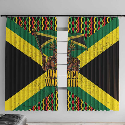 Black Jamaicans Warrior Spirit Window Curtain Tribal Fighter in Reggae Colors - African Pride