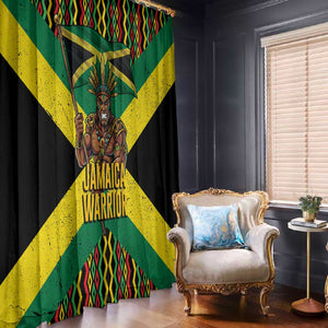 Black Jamaicans Warrior Spirit Window Curtain Tribal Fighter in Reggae Colors - African Pride