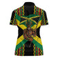 Black Jamaicans Warrior Spirit Women Polo Shirt Tribal Fighter in Reggae Colors - African Pride
