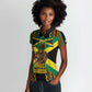 Black Jamaicans Warrior Spirit Women Polo Shirt Tribal Fighter in Reggae Colors - African Pride
