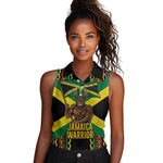 Black Jamaicans Warrior Spirit Women Sleeveless Polo Shirt Tribal Fighter in Reggae Colors - African Pride