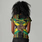 Black Jamaicans Warrior Spirit Women V-Neck T-Shirt Tribal Fighter in Reggae Colors - African Pride