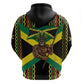 Black Jamaicans Warrior Spirit Zip Hoodie Tribal Fighter in Reggae Colors - African Pride