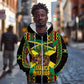 Black Jamaicans Warrior Spirit Zip Hoodie Tribal Fighter in Reggae Colors - African Pride