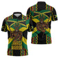 Black Jamaicans Warrior Spirit Zipper Polo Shirt Tribal Fighter in Reggae Colors