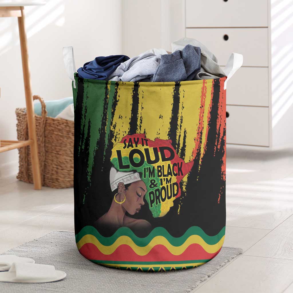 Black History Dreadlocks Map Laundry Basket Say It Loud I’m Black and I ...