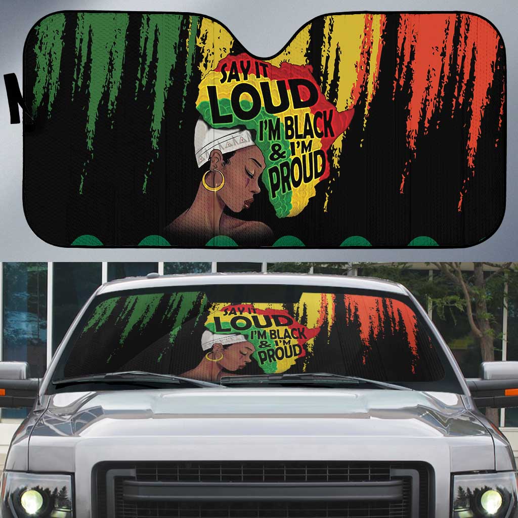 Black History Dreadlocks Map Auto Sun Shade Say It Loud I’m Black and I ...