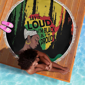 Black History Dreadlocks Map Beach Blanket Say It Loud I’m Black and I’m Proud - African Pride