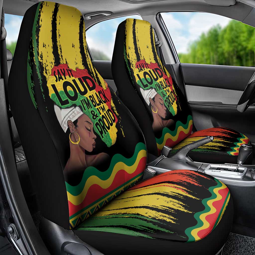 Black History Dreadlocks Map Car Seat Cover Say It Loud I’m Black and I’m Proud - African Pride