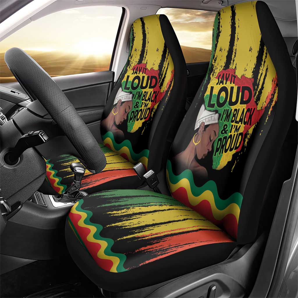 Black History Dreadlocks Map Car Seat Cover Say It Loud I’m Black and I’m Proud - African Pride