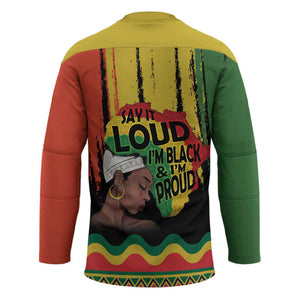 Black History Dreadlocks Map Hockey Jersey Say It Loud I’m Black and I’m Proud - African Pride