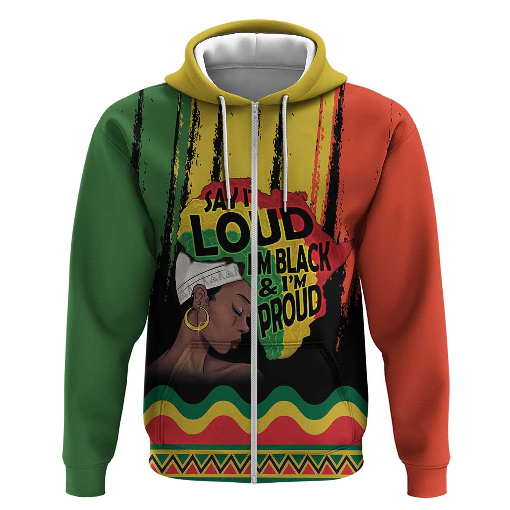 Black History Dreadlocks Map Hoodie Say It Loud I’m Black and I’m Proud - African Pride
