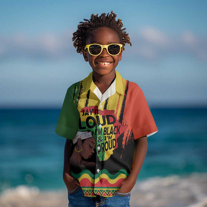 Black History Dreadlocks Map Kid Hawaiian Shirt Say It Loud Im Black and Im Proud LT19