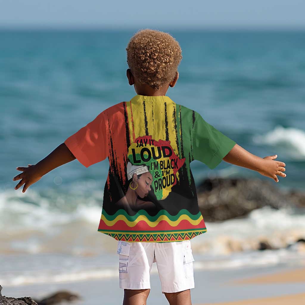 Black History Dreadlocks Map Kid Hawaiian Shirt Say It Loud Im Black and Im Proud LT19