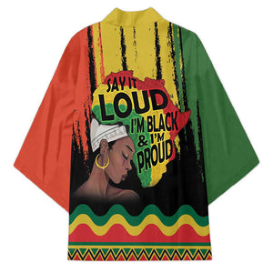 Black History Dreadlocks Map Kimono Say It Loud I’m Black and I’m Proud - African Pride