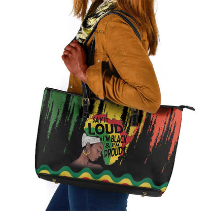 Black History Dreadlocks Map Leather Tote Bag Say It Loud I’m Black and I’m Proud - African Pride