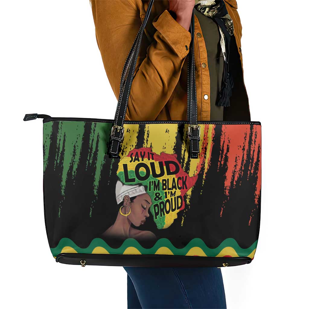 Black History Dreadlocks Map Leather Tote Bag Say It Loud I’m Black and I’m Proud - African Pride