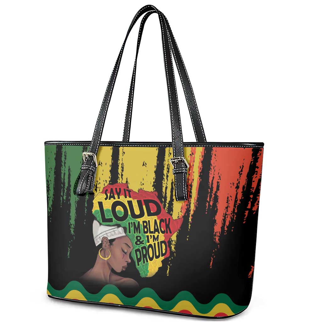Black History Dreadlocks Map Leather Tote Bag Say It Loud I’m Black and I’m Proud - African Pride