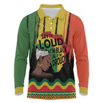 Black History Dreadlocks Map Long Sleeve Polo Shirt Say It Loud I’m Black and I’m Proud - African Pride