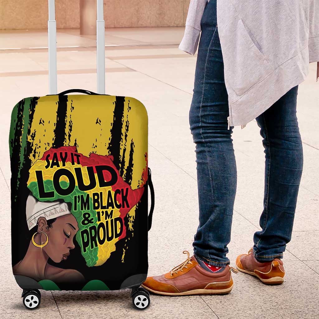 Black History Dreadlocks Map Luggage Cover Say It Loud I’m Black and I’m Proud - African Pride