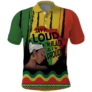 Black History Dreadlocks Map Polo Shirt Say It Loud Im Black and Im Proud LT19