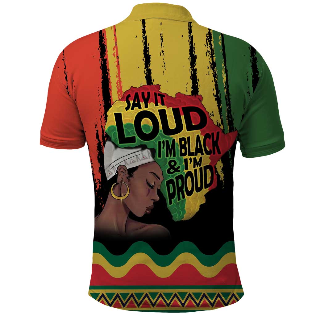 Black History Dreadlocks Map Polo Shirt Say It Loud Im Black and Im Proud LT19