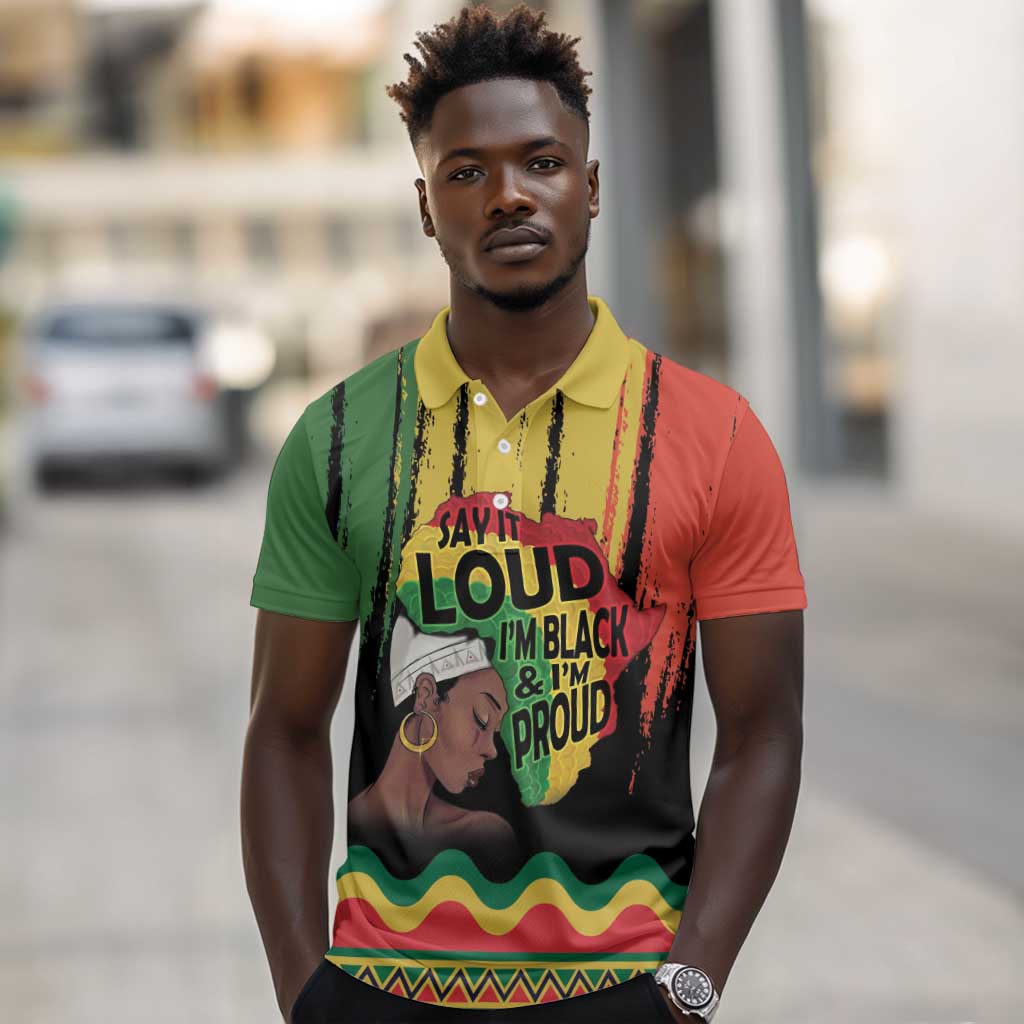 Black History Dreadlocks Map Polo Shirt Say It Loud Im Black and Im Proud LT19