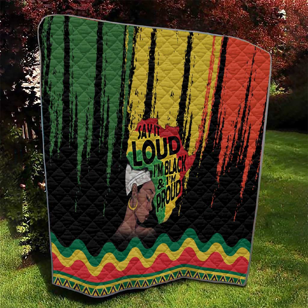 Black History Dreadlocks Map Quilt Say It Loud I’m Black and I’m Proud - African Pride