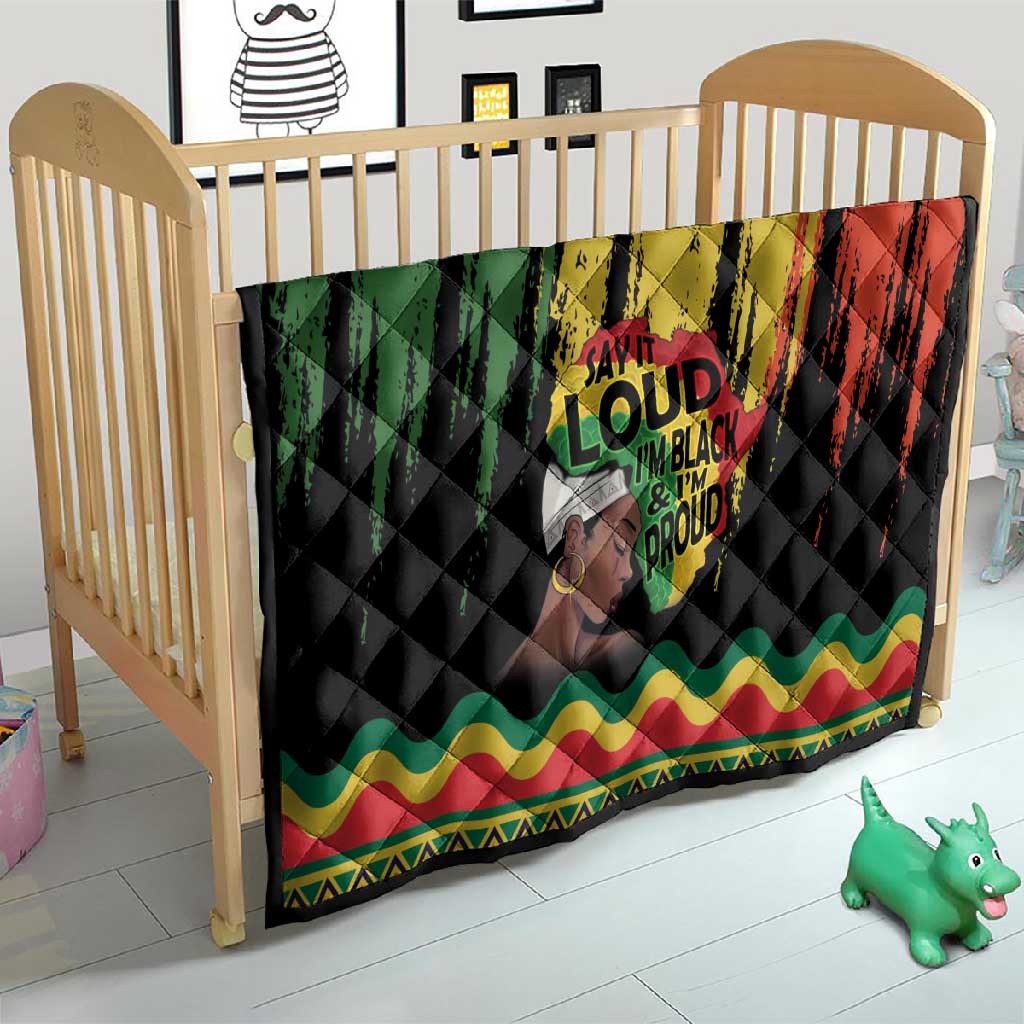 Black History Dreadlocks Map Quilt Say It Loud I’m Black and I’m Proud - African Pride