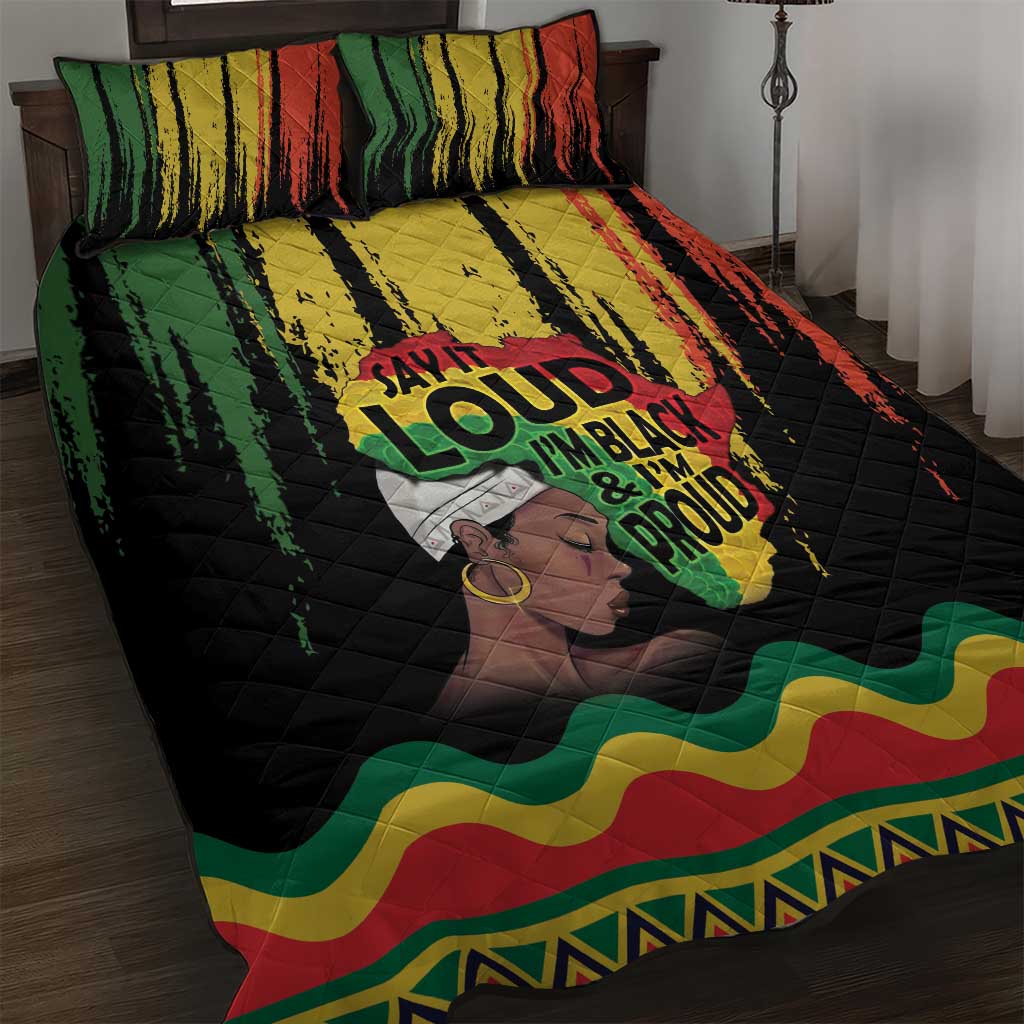 Black History Dreadlocks Map Quilt Bed Set Say It Loud I’m Black and I’m Proud - African Pride